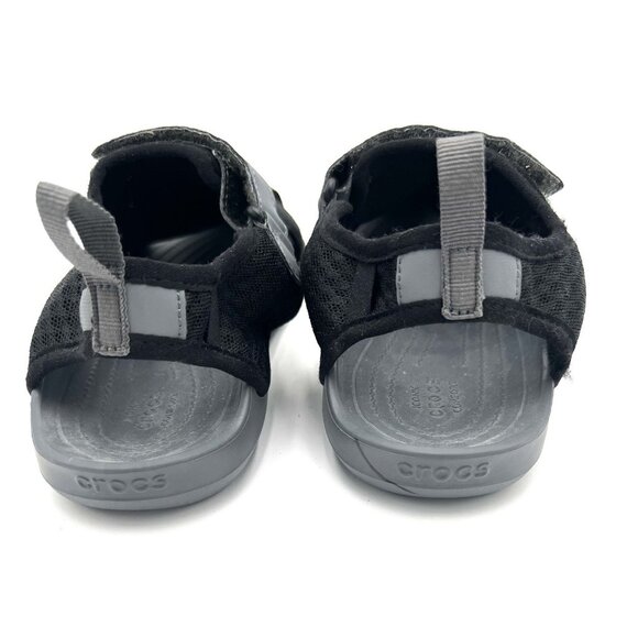 CROCS Swiftwater Mesh Deck Sandal Women Size 9 Black Gray Beach Resort - Picture 9 of 12